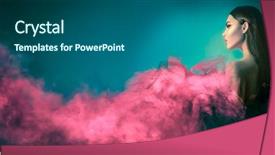  Presentation with girl model - Cool new PPT theme with art - beautiful high fashion woman backdrop and a ocean colored foreground