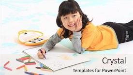  Presentation with crayons - Cool new presentation with lovely girl and colorful crayons backdrop and a lemonade colored foreground