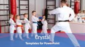  Presentation with martial arts - PPT layouts featuring martial arts - male karate instructor training little background and a teal colored foreground