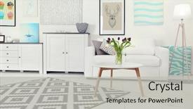  Presentation with carpet - Amazing PPT theme having art - modern living room interior backdrop and a light gray colored foreground