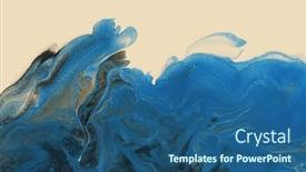  Presentation with blue flow - PPT theme with art-abstract-flow-pour-acrylic background and a ocean colored foreground