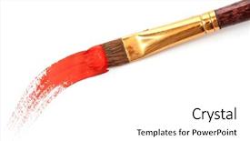  Presentation with paint brush - Audience pleasing PPT theme consisting of art acrylic - abstract gouache paint and brush backdrop and a  colored foreground