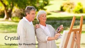  Presentation with fenway park - Presentation theme featuring businessman in the airport background and a light blue colored foreground