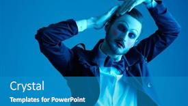  Presentation with mime - Amazing slide set having art-and-fashion-portrait backdrop and a teal colored foreground