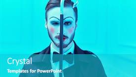  Presentation with mime - PPT layouts with art-and-fashion-portrait background and a teal colored foreground