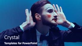  Presentation with mime - PPT theme featuring art-and-fashion-portrait background and a navy blue colored foreground