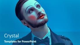  Presentation with fashion - Cool new PPT theme with art-and-fashion-portrait backdrop and a ocean colored foreground