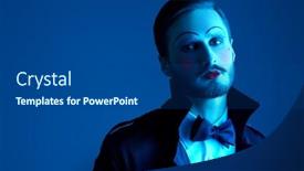  Presentation with mime - Amazing presentation design having art-and-fashion-portrait backdrop and a ocean colored foreground