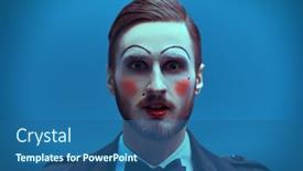  Presentation with mime - Amazing PPT theme having art-and-fashion-portrait backdrop and a ocean colored foreground