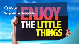  Presentation with appreciation card - Presentation design featuring art appreciation - enjoy the little things card background and a teal colored foreground