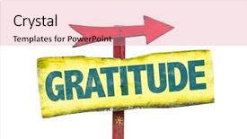  Presentation with gratitude - PPT theme consisting of art appreciation - gratitude sign isolated on white background and a coral colored foreground