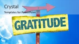  Presentation with gratitude - Slide set featuring art appreciation - gratitude sign with sky background background and a light blue colored foreground