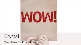  Presentation with wow - Colorful slide deck enhanced with art appreciation - wow card isolated on white backdrop and a lemonade colored foreground