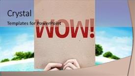  Presentation with appreciation card - PPT layouts with art appreciation - wow card with beach background background and a coral colored foreground