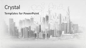  Presentation with urban art - Amazing theme having art building - hand drawing of urban scene backdrop and a white colored foreground