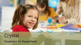  Presentation with elementary children - PPT layouts enhanced with art class in primary background and a yellow colored foreground