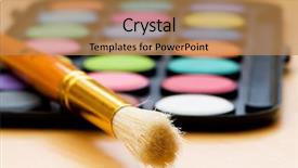  Presentation with paint art - Amazing theme having art concept with painters palette and paint brush backdrop and a coral colored foreground