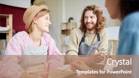  Presentation with creative - Audience pleasing presentation design consisting of art consulting - group of happy young creative backdrop and a coral colored foreground