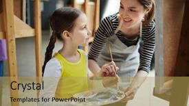  Presentation with consulting - Beautiful slide deck featuring art consulting - little girl and her tutor backdrop and a  colored foreground