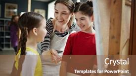  Presentation with mentoring - Amazing presentation theme having art consulting - young woman mentoring her little backdrop and a coral colored foreground