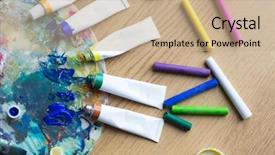  Presentation with fine art - Beautiful slide deck featuring art creativity painting and artist backdrop and a coral colored foreground