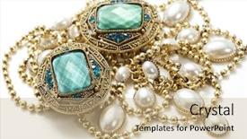  Presentation with vintage art - Amazing presentation theme having art deco green - closeup of glamorous vintage jewelry backdrop and a coral colored foreground