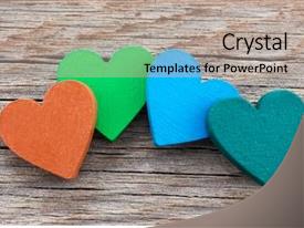 Art Deco Green Colorful Hearts On Wooden Background PPT template 44 ...