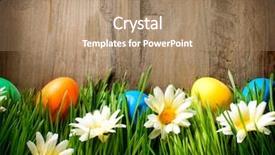  Presentation with easter - Slide set enhanced with art deco green - easter colorful easter painted eggs background and a coral colored foreground