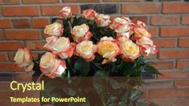  Presentation with roses - Beautiful PPT theme featuring art deco green - fresh roses bouquet backdrop and a tawny brown colored foreground