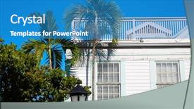  Presentation with west - Cool new slides with art deco green - key west downtown street houses backdrop and a teal colored foreground