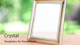  Presentation with rustic wood wooden frame - Colorful PPT layouts enhanced with art deco green - photo frame on wooden table backdrop and a lemonade colored foreground