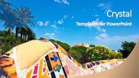  Presentation with mosaic - Colorful PPT layouts enhanced with art designed by antoni gaudi backdrop and a teal colored foreground