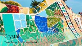  Presentation with architectural - Theme enhanced with art designed by antoni gaudi background and a teal colored foreground