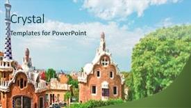  Presentation with spain - Presentation featuring art designed by antoni gaudi background and a light blue colored foreground