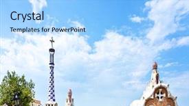  Presentation with spain - Colorful presentation theme enhanced with art designed by antoni gaudi backdrop and a light blue colored foreground