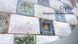  Presentation with mosaic - Audience pleasing slide set consisting of art designed by antoni gaudi backdrop and a light blue colored foreground