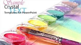  Presentation with art supplies - Slides featuring art supplies - watercolor paints with wet brush background and a white colored foreground