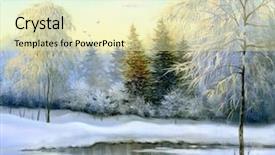  Presentation with canvas - Slide deck featuring beautiful winter landscape canvas oil background and a soft green colored foreground