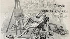  Presentation with paris - Slide deck having art easel - old illustration depicting a painter background and a soft green colored foreground