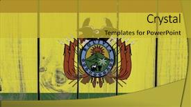  Presentation with economic - Amazing PPT theme having art economic - bolivia flag on wooden background backdrop and a yellow colored foreground