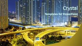  Presentation with hongkong - Presentation consisting of art economic - highway overpass in hongkong public background and a ocean colored foreground