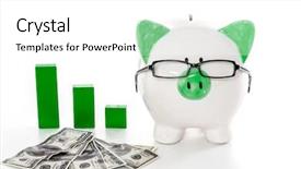  Presentation with piggy bank - Presentation enhanced with art economic - piggy bank wearing glasses background and a white colored foreground