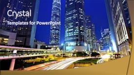  Presentation with security safety urban cities - Beautiful presentation theme featuring art economic - traffic in urban at night backdrop and a navy blue colored foreground