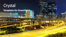  Presentation with traffic - Slides with art economic - traffic in urban at night background and a  colored foreground