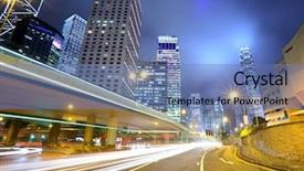  Presentation with urban art - Audience pleasing PPT theme consisting of art economic - traffic in urban at night backdrop and a teal colored foreground