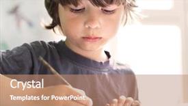  Presentation with children support law - Colorful PPT theme enhanced with art education - children draw in home backdrop and a coral colored foreground