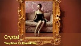  Presentation with art exhibition - Colorful theme enhanced with art exhibition - beautiful woman portrait framed backdrop and a tawny brown colored foreground