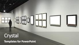  Presentation with art exhibition - Beautiful PPT theme featuring art exhibition - empty frames in museum backdrop and a gray colored foreground