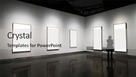  Presentation with exhibition - PPT theme having art exhibition - empty gallerys in museum background and a light gray colored foreground