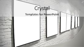  Presentation with white brick wall - Theme consisting of art exhibition - frames on brick white wall background and a white colored foreground